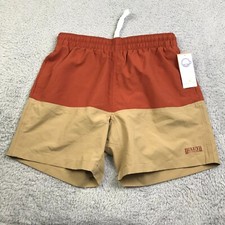 Duluth Pier Genius Shorts Mens M Orange/Tan Colorblock Swim Trunk NEW NWT