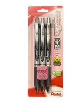 Pentel EnerGel Deluxe Liquid Gel Pen Medium 0.7mm BCA Black Ink 3 Pack 24238