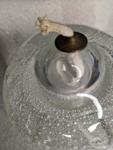 Crystal Art Associates Poland Oil Lamp Sphere Bubbled Glass 4" - Picture 5 of 6