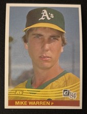 1984 Donruss Mike Warren Baseball Rookie Card RC #631 Athletics Pitcher EXMT O/C