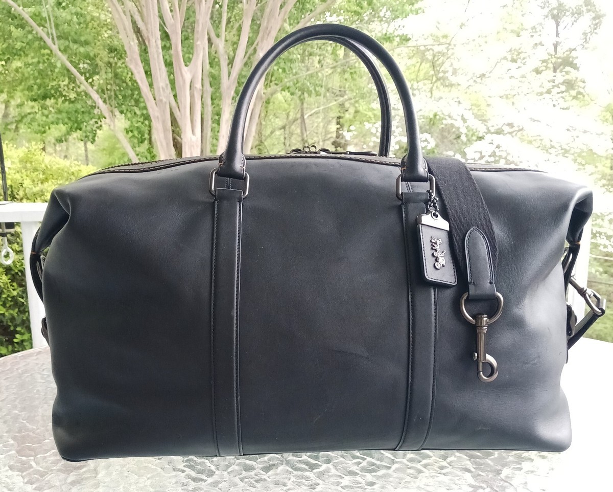 Coach LARGE 55586 Black Metropolitan 52 Leather Travel Duffel Bag