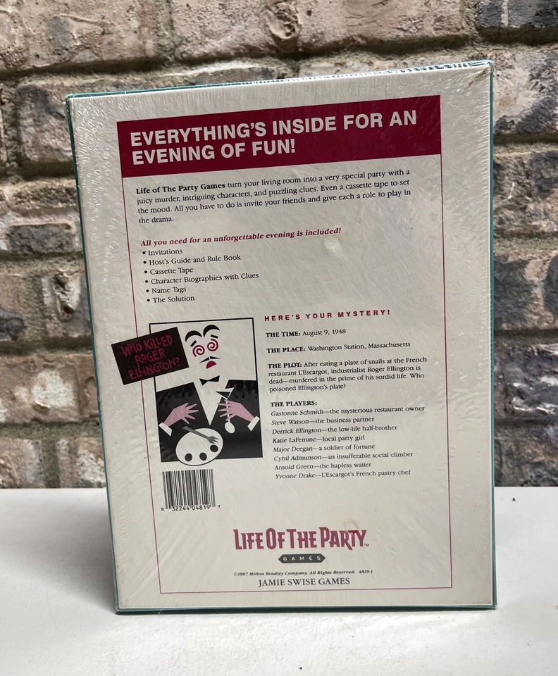 De colección 1987 "Life of the Party Mystery Game" Nuevo Precintado por Milton Bradley Foto 3 de 4