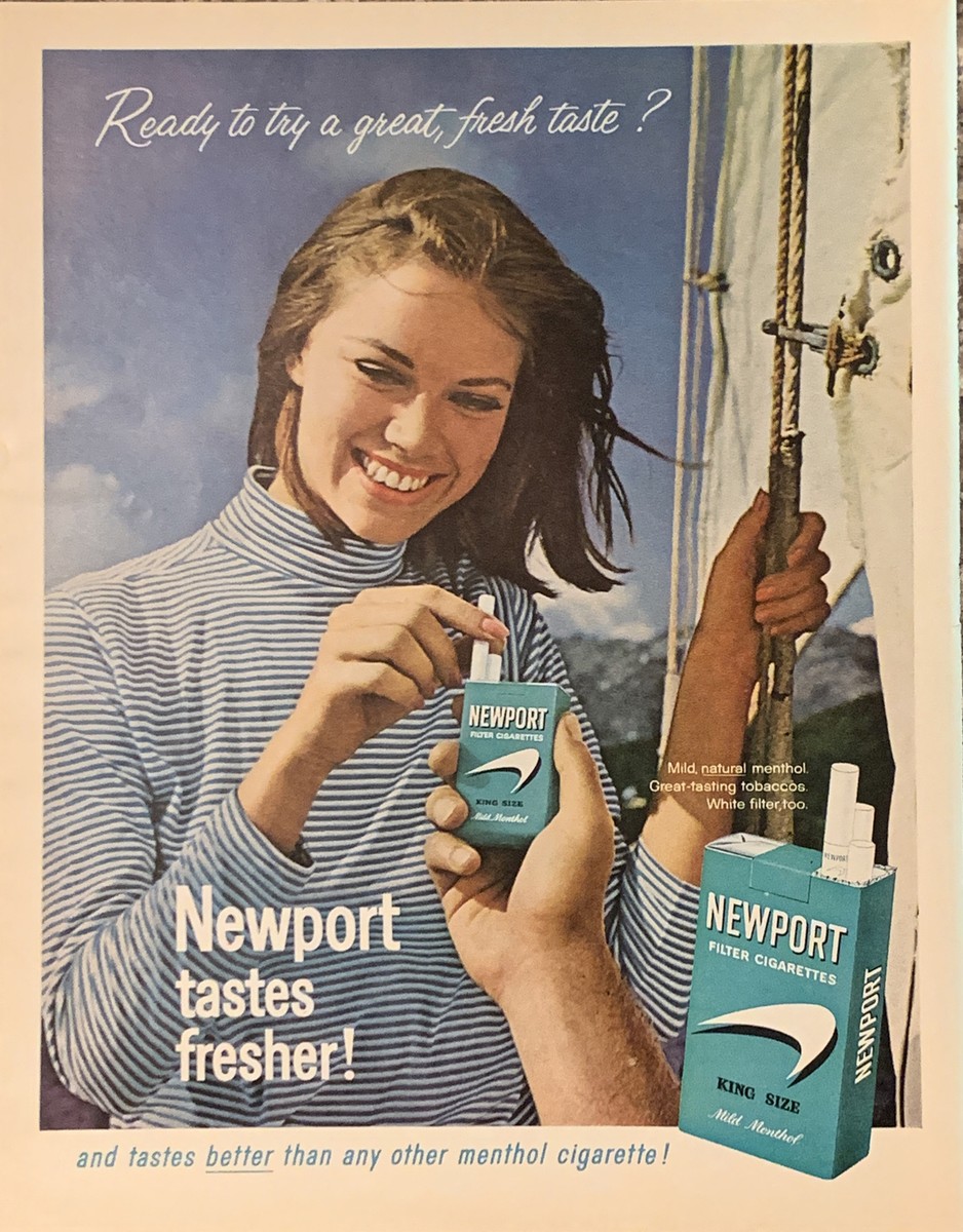 1965 Newport Menthol Cigarettes PRINT AD Sailing Girl - Tastes