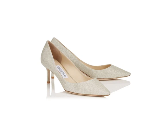 NIB Jimmy Choo ROMY 60 Platinum Ice Dusty Glitter Pointy Toe Pumps