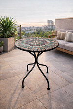 Tavolo Giardino Mosaico Ø60 cm Tavolino Esterno Ferro Balcone Terrazzo Morgana
