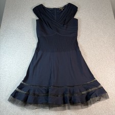 Tadashi Shoji Fit Flare Dress Women’s XL Navy Blue Glam Event Gala Wedding Guest