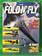 Vintage Fold N' Fly 3D Paper Airplane Kit Jet Fighter Series F-16 Sealed 
