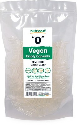 Nutricost Empty Capsules Size 0 Vegan - 1,000 Clear Empty Plant-Based Capsules