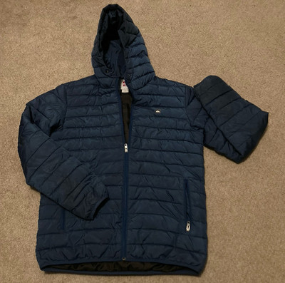 Quicksilver Men s Large Down Puffer Jacket Blue Surf Full Zip Ski Snowboard
