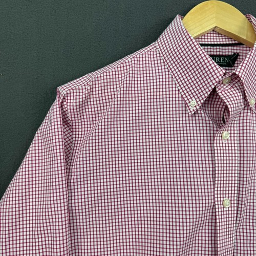 Lauren Ralph Lauren Shirt Men's 16 34/35 Red White Plaid Stretch Classic Fit - Picture 3 of 12