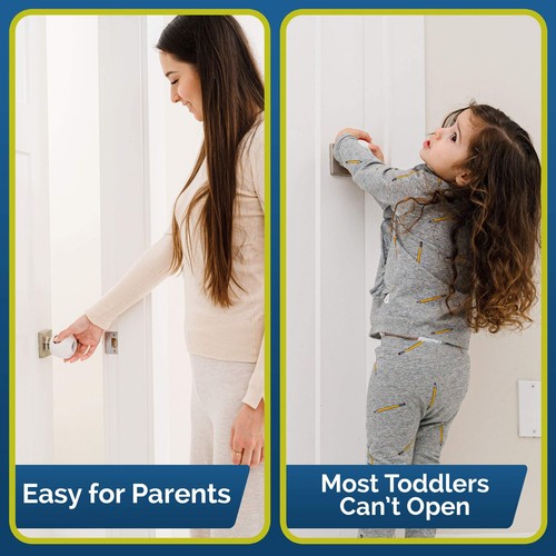 Child Safety Door Knob Cover (4 Pack) Hard-to-Remove Dual-Lock Door Handle Co... - Picture 5 of 9