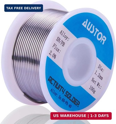AUSTOR 60-40 Tin Lead Rosin Core Solder Wire for Electrical Soldering (1.2mm, 10