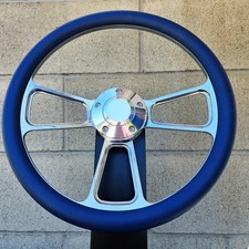 14 Wheel W Blue Half Wrap Horn Hub 1964-66 Chevy Pontiac Olds Buick 14 Wheel W Blue Half Wrap Horn Hub 1964-66 Chevy Pontiac Olds Buick