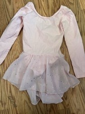 Girls Pink Dance Long Sleeve Sparkle Dance Leotard Size 120 / Size 6 Yrs