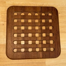 Vintage Genuine Teak 7 3/4" Square Trivet Thailand Wood