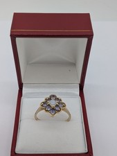 9ct Yellow Gold Tanzanite & Opal Ring - Size U