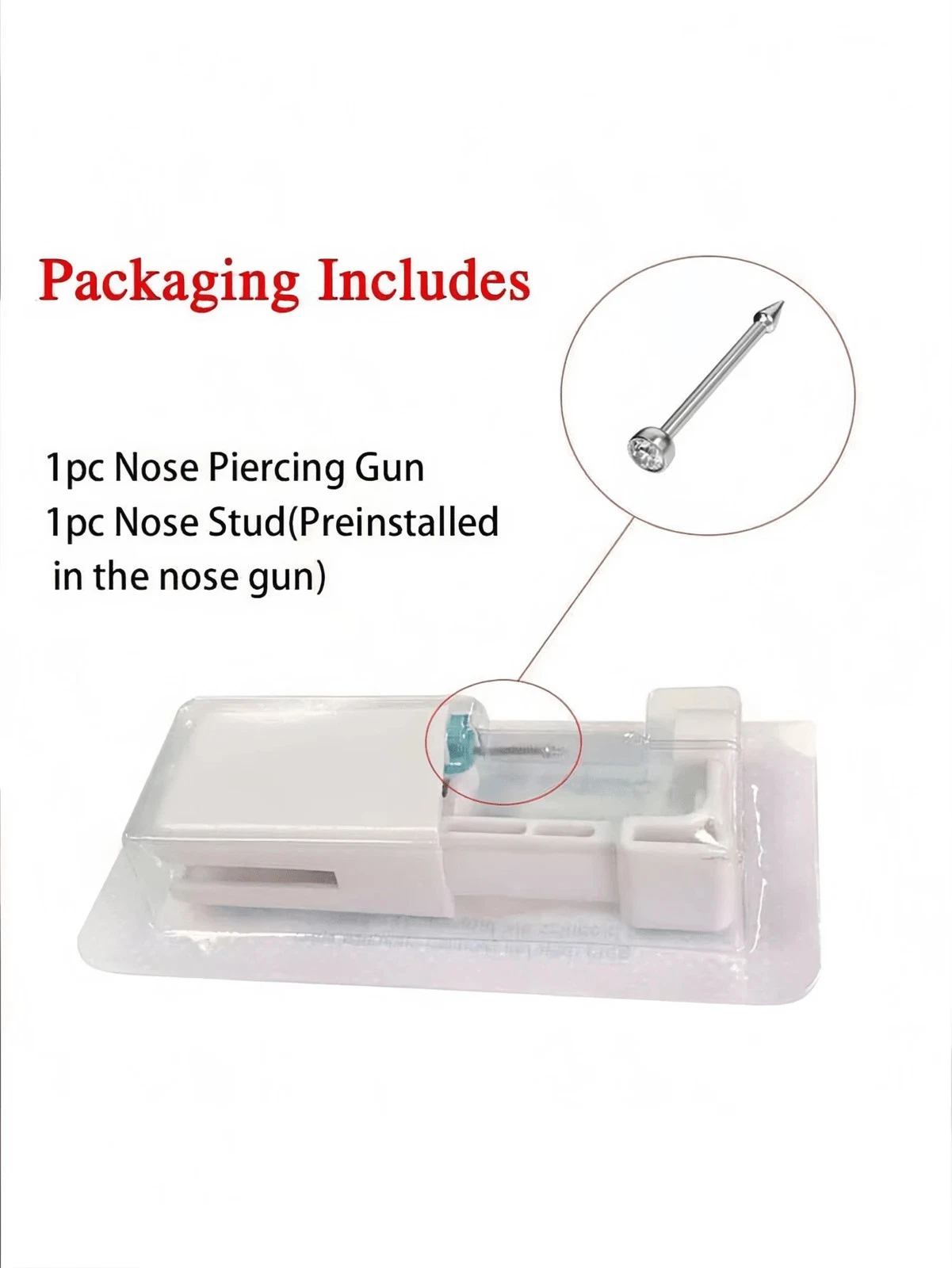 Silver Nose Piercing Kit Disposable Gun for Ear Lip Nose Navel 1 Set 1 Pack - product detail image 5