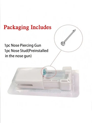 Silver Nose Piercing Kit Disposable Gun for Ear Lip Nose Navel 1 Set 1 Pack image 5
