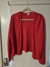 J.Jill Women's Red Long Sleeve Linen Blend Cardigan Size L