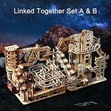 3D Wooden Marble Run Electric Catapult Mechanical Puzzle Kit – 7 Balls