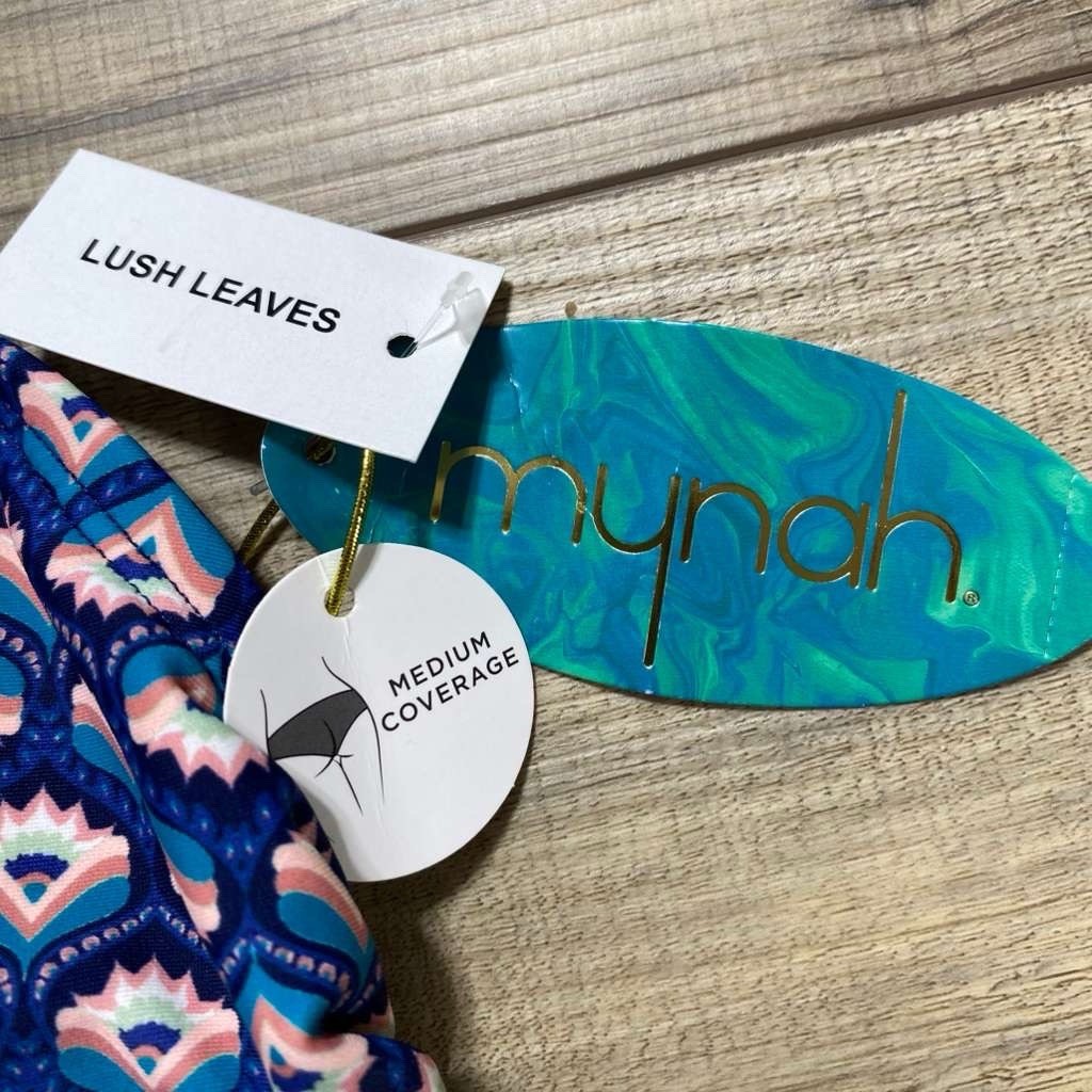 Mynah My Deco Memorie Lush Leaves V-Neck Sash One Piece Swimsuit Small