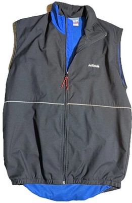 Vintage HIND Cycling Running Vest Made in USA Black Blue Reflective Mens Large