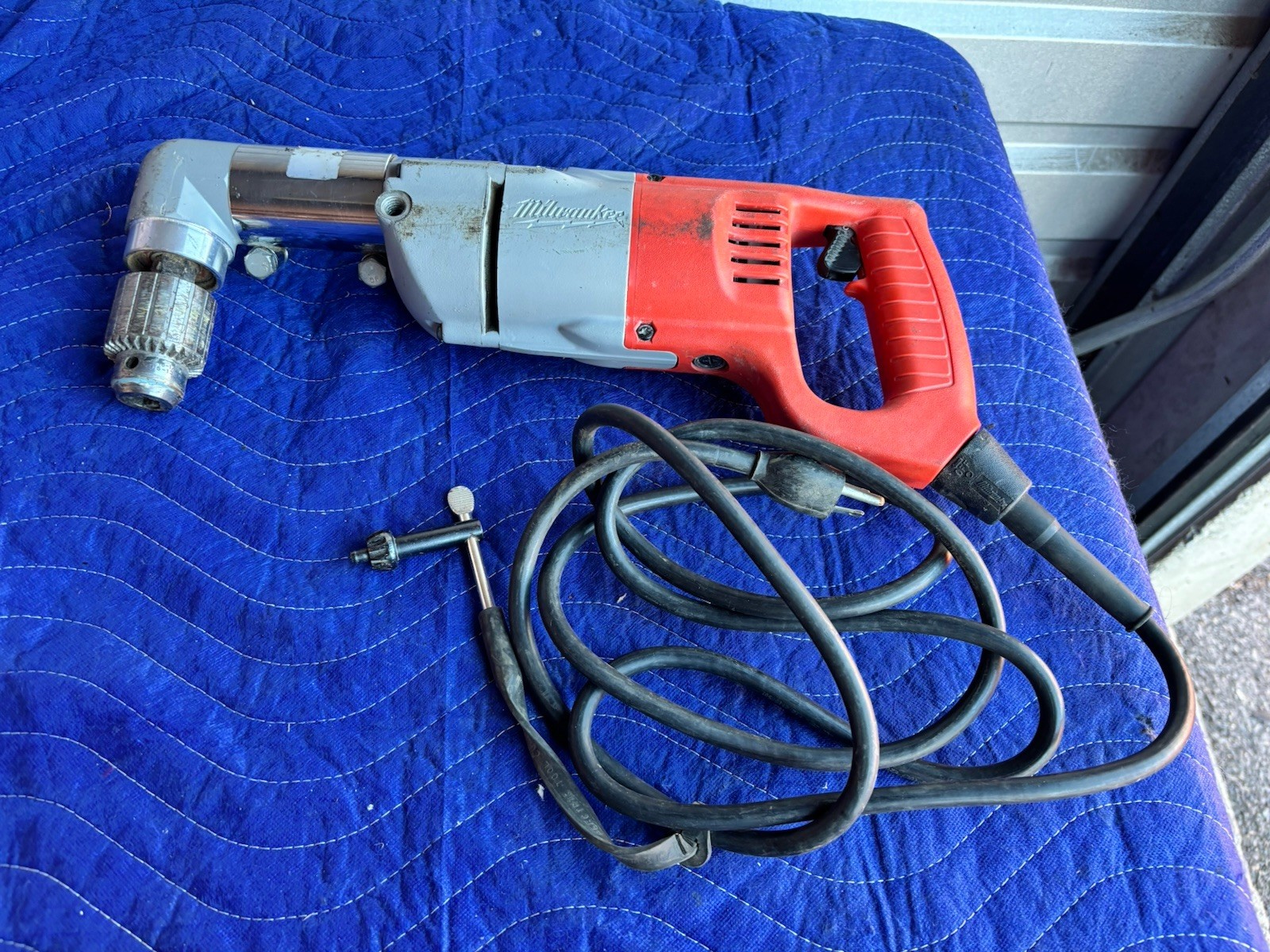 Milwaukee 1107-1 Corded Right Angle Drill w/ Chuck Red/Silver Power Cord Plug