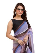 Women Soft Georgette Stylish Printed Ready To Wear Saree With Unstitched Blouse