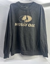 Mossy Oak Long Sleeve Shirt Dark Gray Pullover Sweatshirt w Camo Logo XL 46-48 