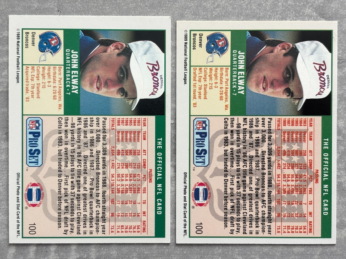 2) 1989 Pro Set JOHN ELWAY 