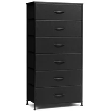 Dresser for Bedroom with 6 Drawers, Tall Chest of Drawers, Black Dressers Bedroo