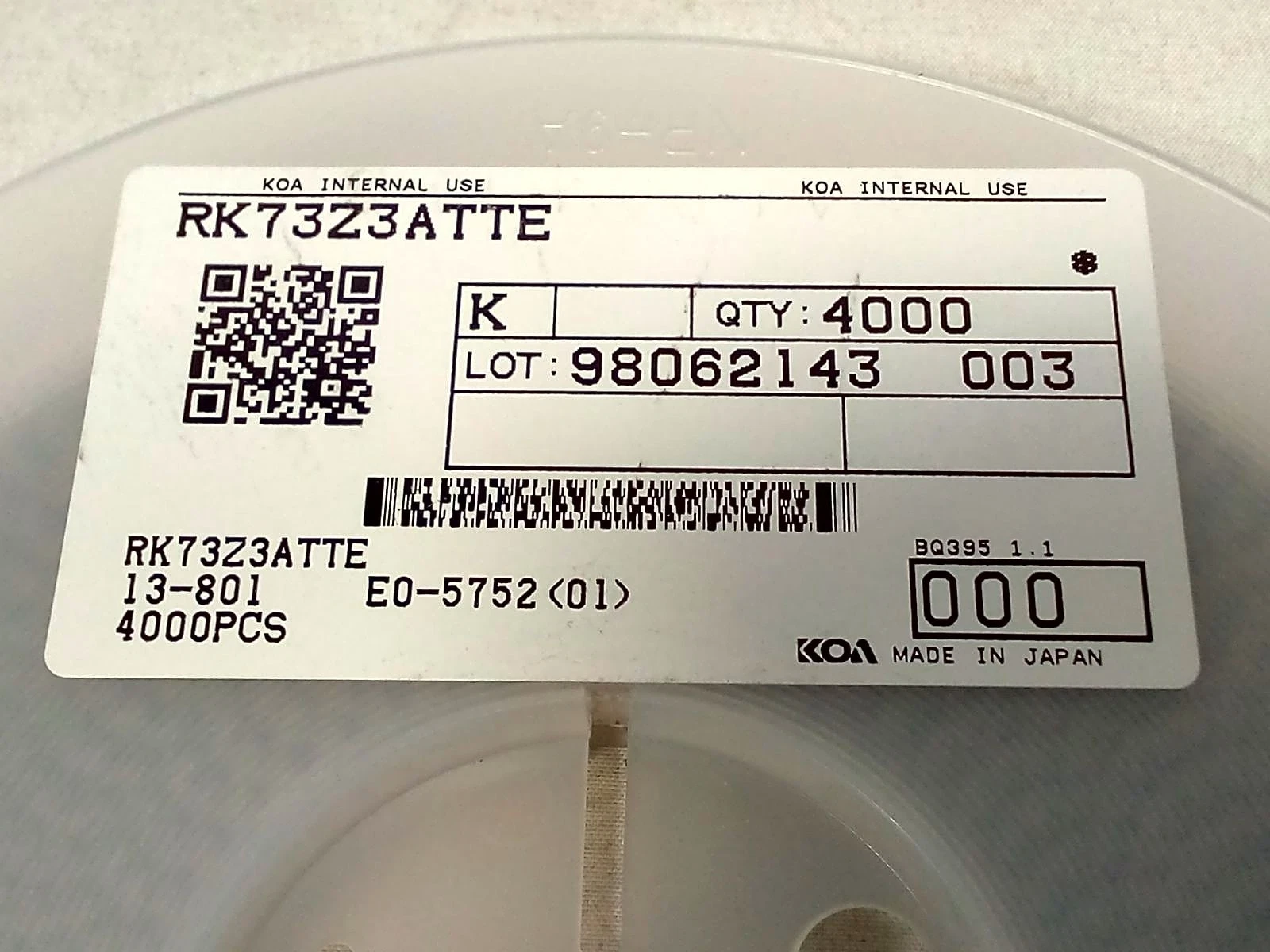 KOA Speer RK73Z3ATTE 0 Ohm 2512 SMD Chip Jumper, 4 Reels of 4,000/ea image 5