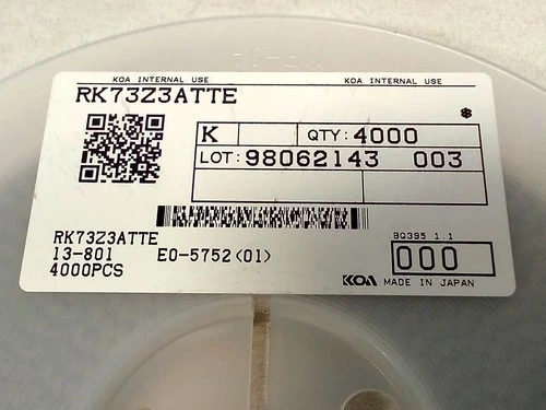 KOA Speer RK73Z3ATTE 0 Ohm 2512 SMD Chip Jumper, 4 Reels of 4,000/ea image 5