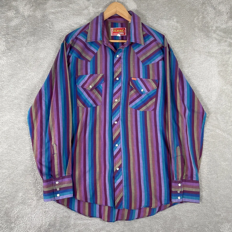 Vintage Ely Plains Striped Western Shirt Mens XL 17 34/35 Long Sleeve Cowboy - Image 2 of 4