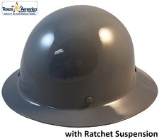 MSA Skullgard Full Brim Hard Hat With Ratchet Suspension Gray