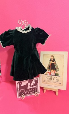  VTG PLEASANT COMPANY American Girl MOLLY Evergreen Velvet CHRISTMAS DRESS 