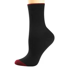  Merino Wool Socks for Women Thin Black Womens Dress Socks 6-9 1pair-redtoe