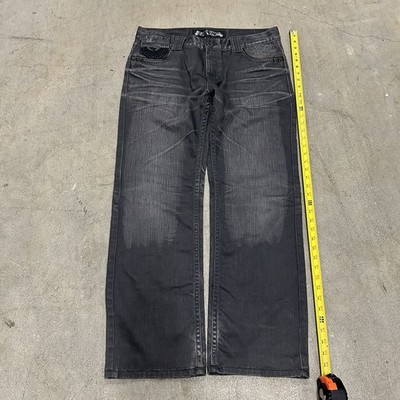 Black Men s Red Pepper Denim Jeans Gold Label Size 36 Crazy Rare Embroidery Trim