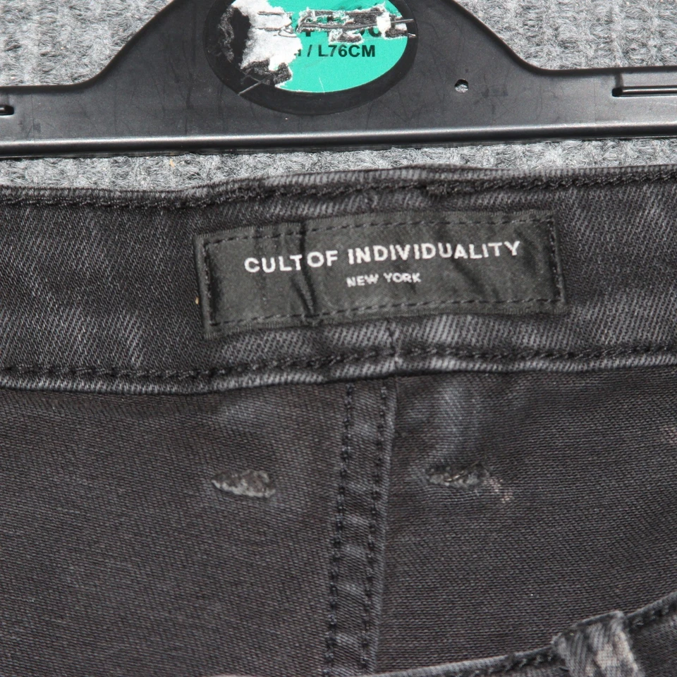 Cult of Individuality Mens Distressed Black Wash Denim Jeans Size 40x32 Rare - Image 4 of 4