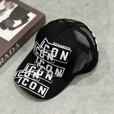 DSQUARED2 ICON Trucker Cap Black White Logo Mesh Back Adjustable Baseball Hat