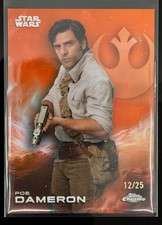 2025 Topps Chrome Star Wars Poe Dameron Orange Refractor 12/25 #145