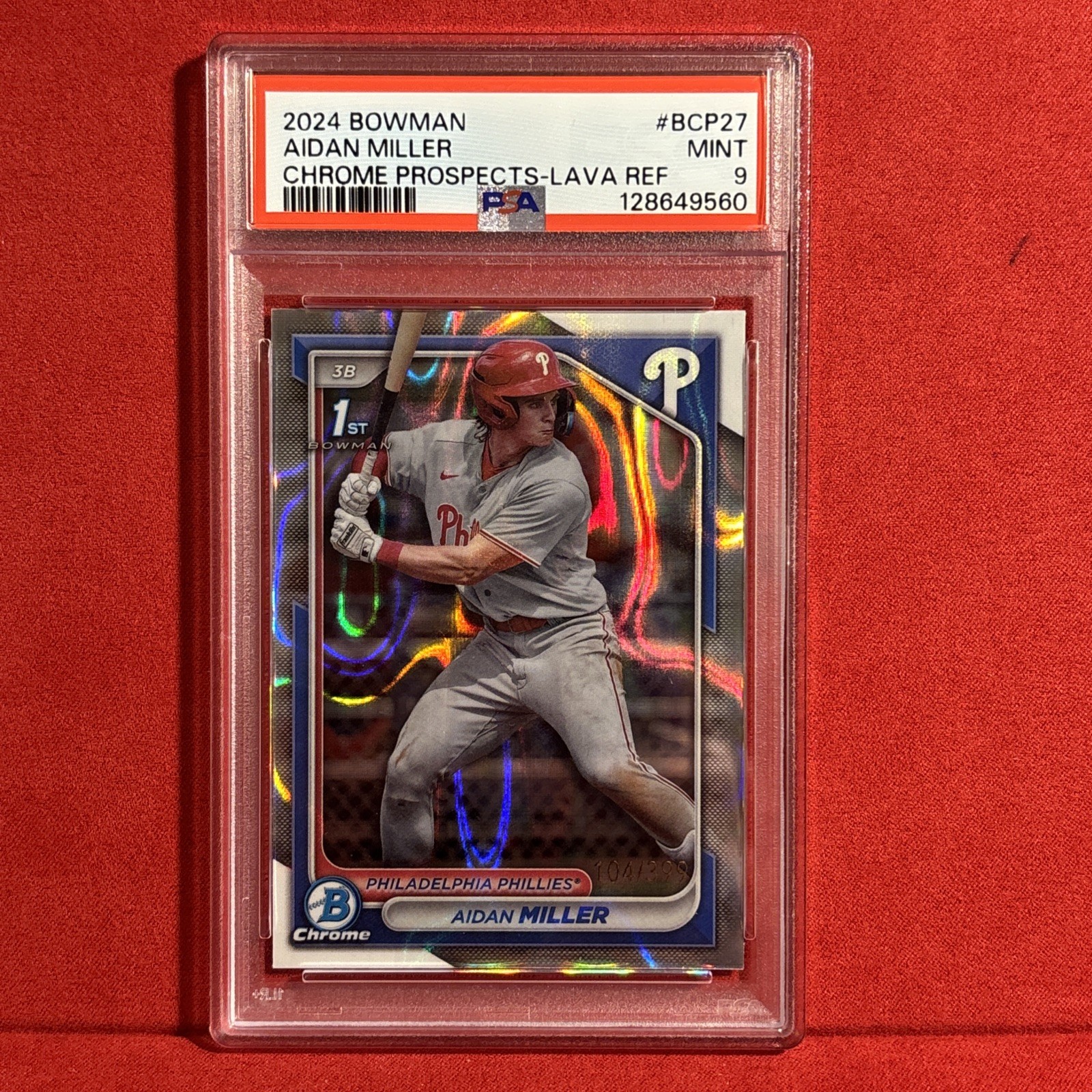 2024 Bowman - Chrome Prospects Aidan Miller #BCP-27 Lava Refractor /399 (RC)