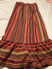 Vintage Bright Ethnic Woven Skirt Ecuador Cotton Material With Ruffle Maxi