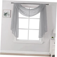  144 Inches Long Window Scarf Valances for Party  52"W x 144"L (Pack of 1) Grey