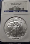 A 2008 W BURNISHED SILVER EAGLE $1 NGC MS69 EARLY RELEASES
