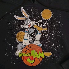 Space Jam Looney Tunes Hoodie Sweatshirt Black Small Bugs Bunny Daffy Duck