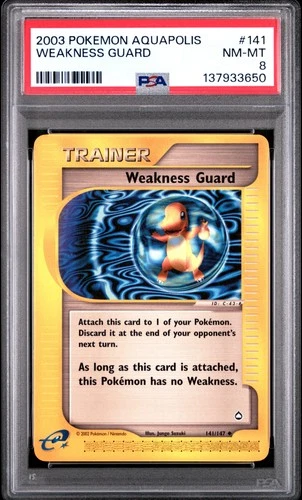 2003 POKEMON AQUAPOLIS #141 WEAKNESS GUARD PSA 8