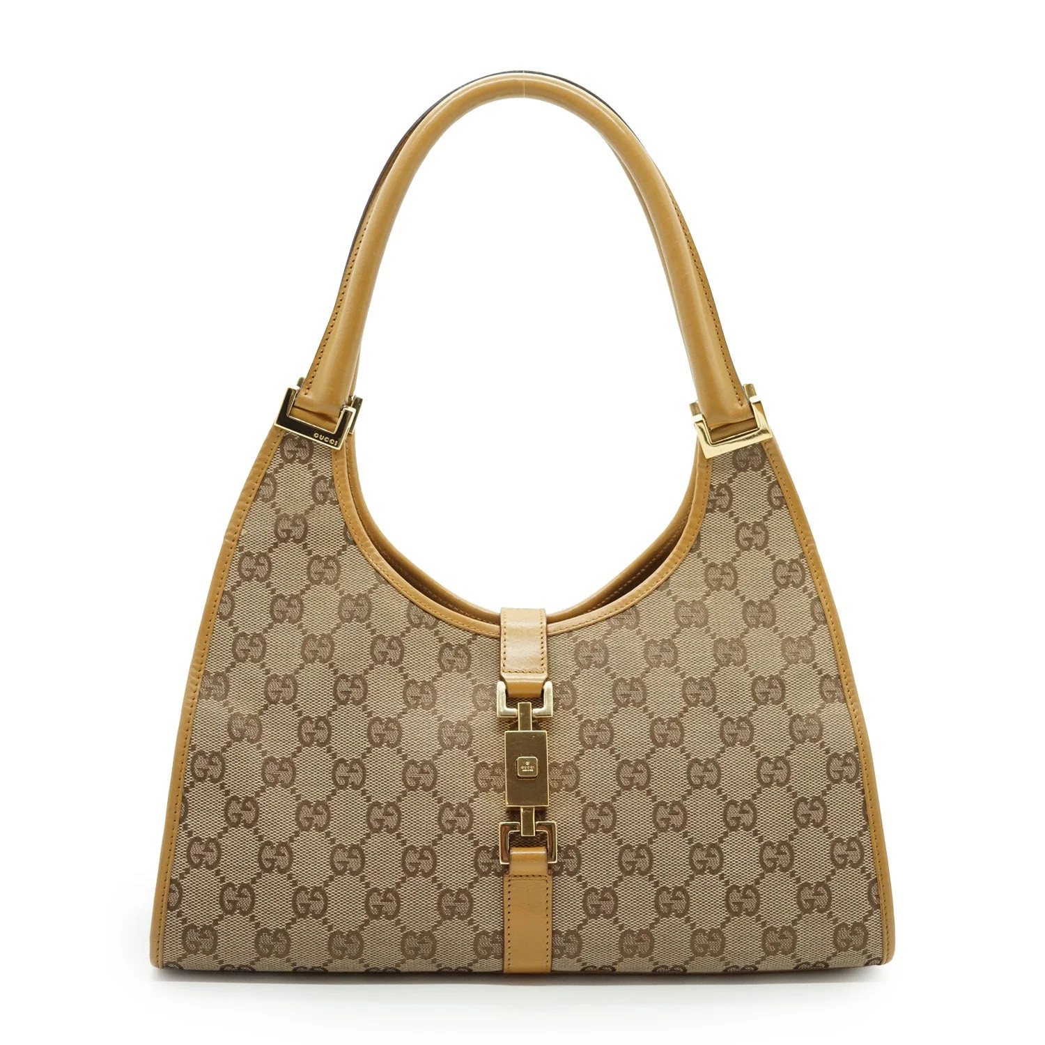 Autentica borsa Gucci vintage beige GG Monongram tela Jackie Hobo