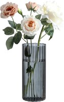 Vasen Deko Glas Mini Blumenvase Zylinder Rund 20 Cm Hoch Grau FüR Tulpen Rosen