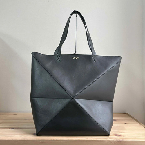 Used LOEWE Loewe Puzzle Fold Tote Bag Large Dark Gray